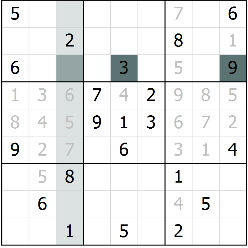 Position des candidats pour la solution de la Gr 26 page 28 du magazine de sudoku Expert n° 013
