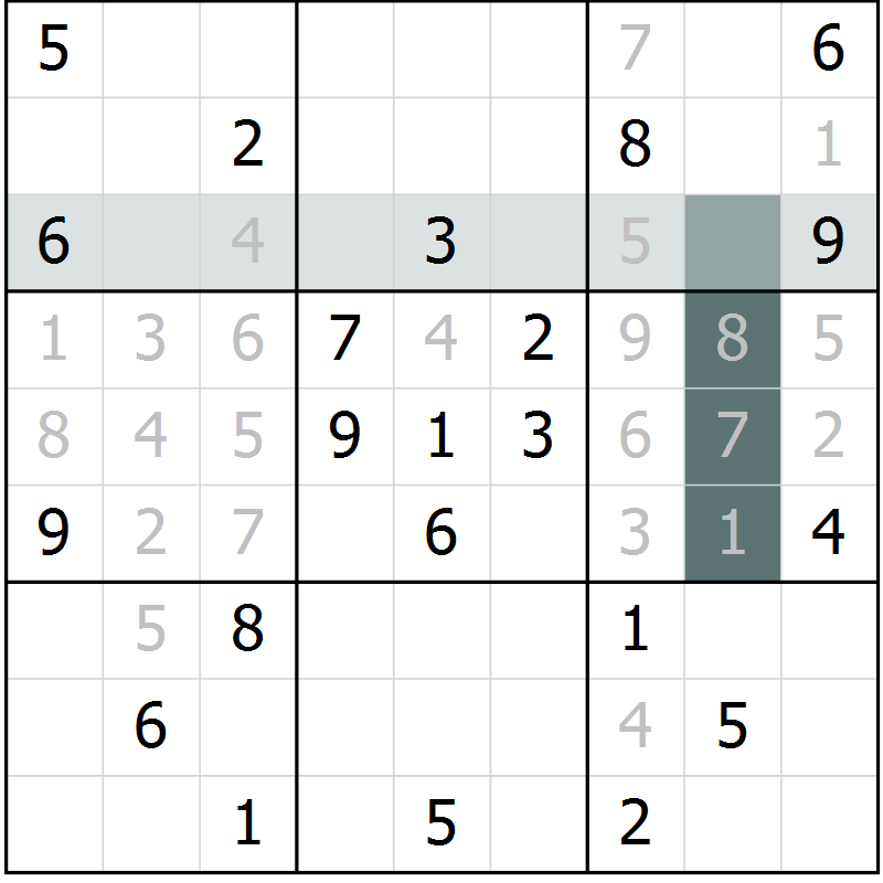 Position des candidats pour la solution de la Gr 26 page 28 du magazine de sudoku Expert n° 013