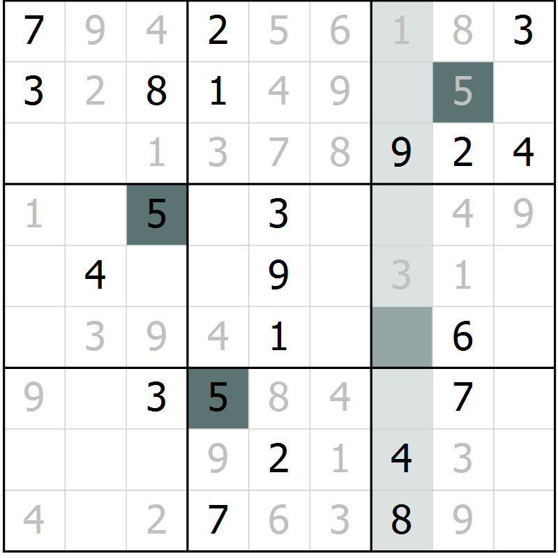 Position des candidats pour la solution de la Gr 27 page 29 du magazine de sudoku Expert n° 013