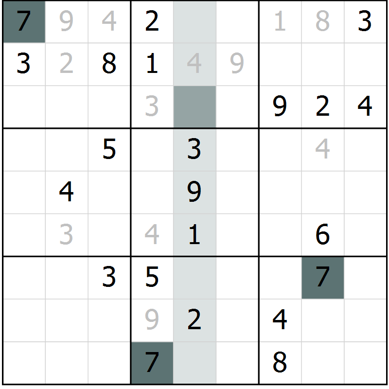 Position des candidats pour la solution de la Gr 27 page 29 du magazine de sudoku Expert n° 013