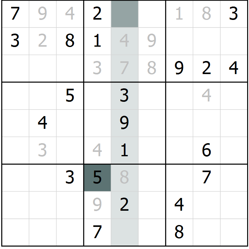 Position des candidats pour la solution de la Gr 27 page 29 du magazine de sudoku Expert n° 013