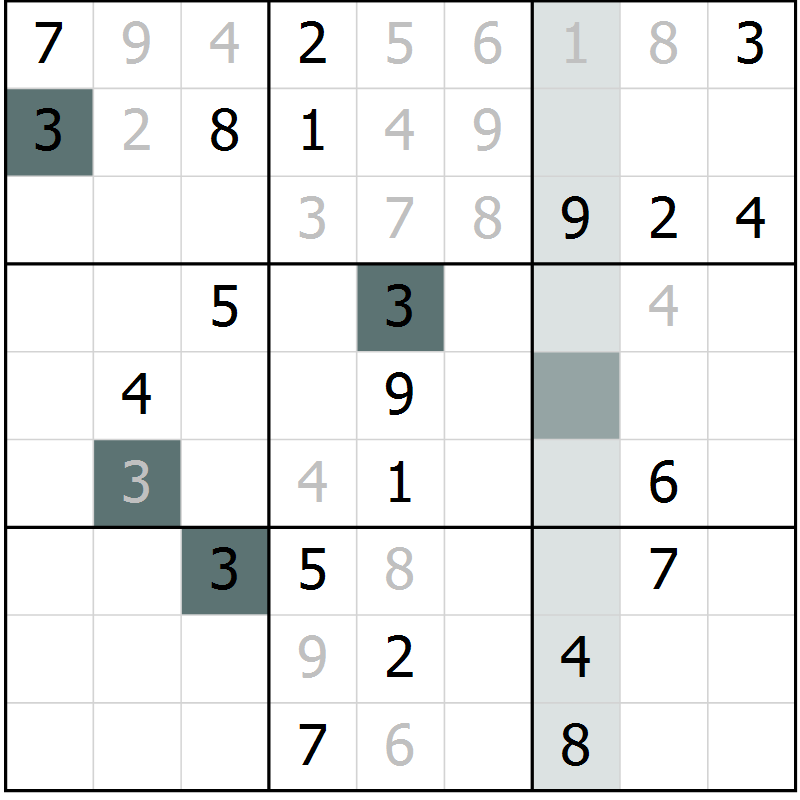 Position des candidats pour la solution de la Gr 27 page 29 du magazine de sudoku Expert n° 013