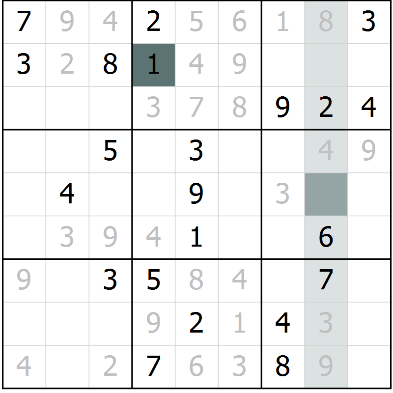 Position des candidats pour la solution de la Gr 27 page 29 du magazine de sudoku Expert n° 013