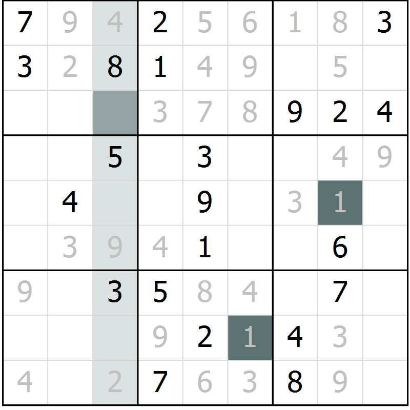 Position des candidats pour la solution de la Gr 27 page 29 du magazine de sudoku Expert n° 013