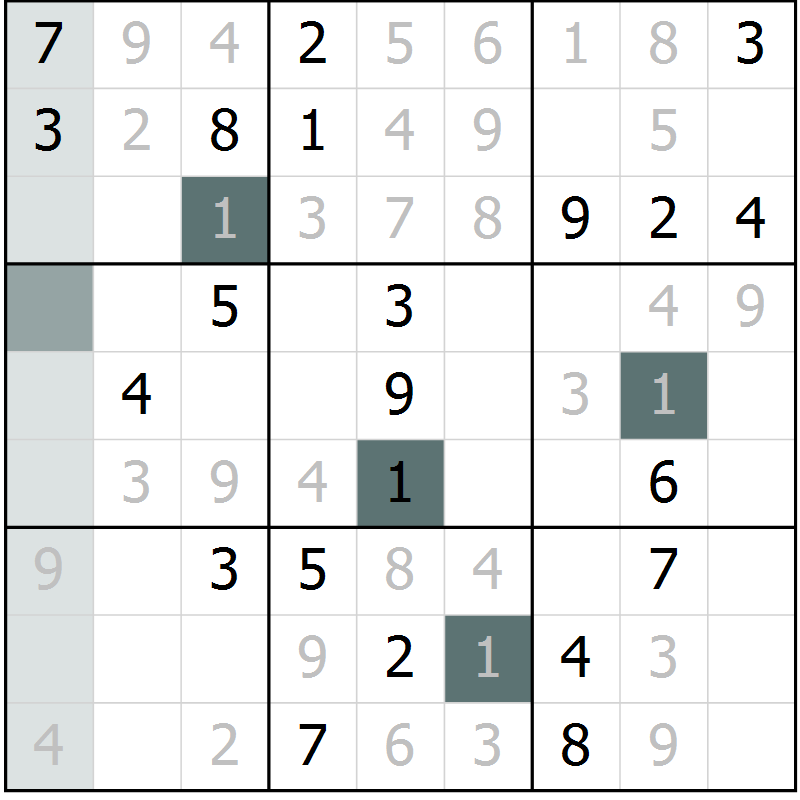 Position des candidats pour la solution de la Gr 27 page 29 du magazine de sudoku Expert n° 013