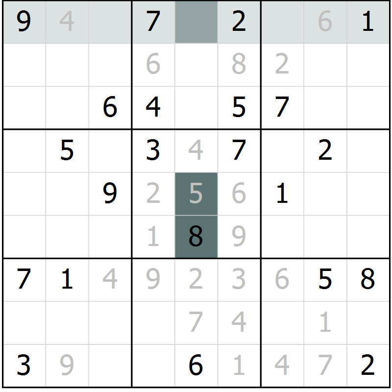 Position des candidats pour la solution de la Gr 28 page 30 du magazine de sudoku Expert n° 013