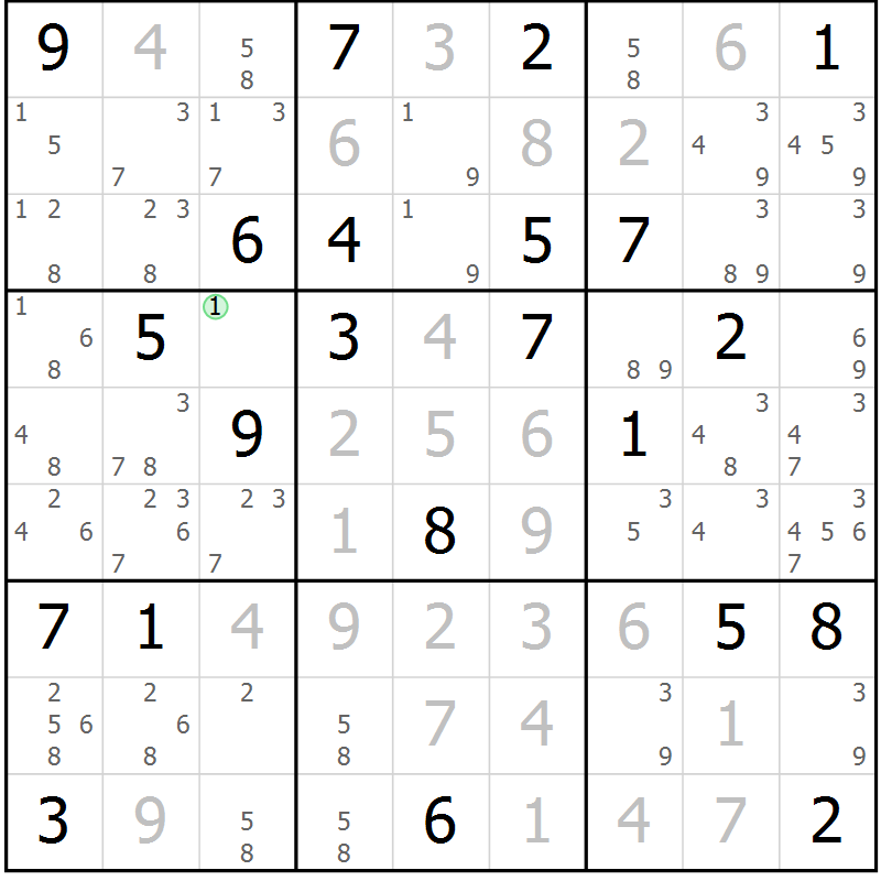 Position des candidats pour la solution de la Gr 28 page 30 du magazine de sudoku Expert n° 013