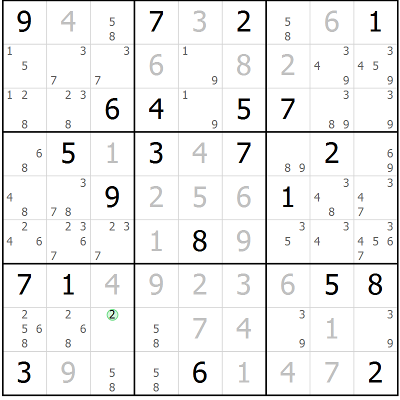 Position des candidats pour la solution de la Gr 28 page 30 du magazine de sudoku Expert n° 013