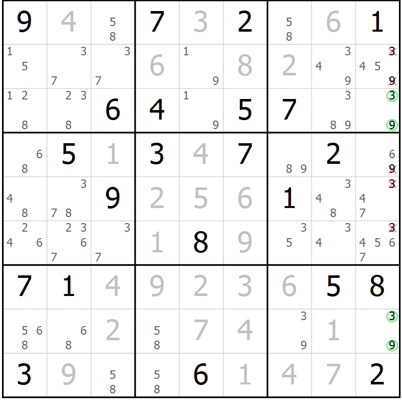 Position des candidats pour la solution de la Gr 28 page 30 du magazine de sudoku Expert n° 013