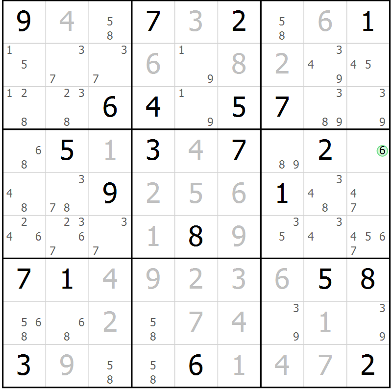 Position des candidats pour la solution de la Gr 28 page 30 du magazine de sudoku Expert n° 013