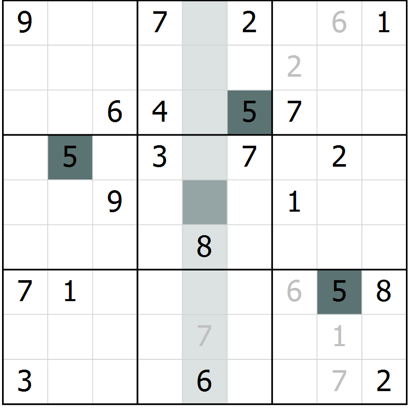 Position des candidats pour la solution de la Gr 28 page 30 du magazine de sudoku Expert n° 013