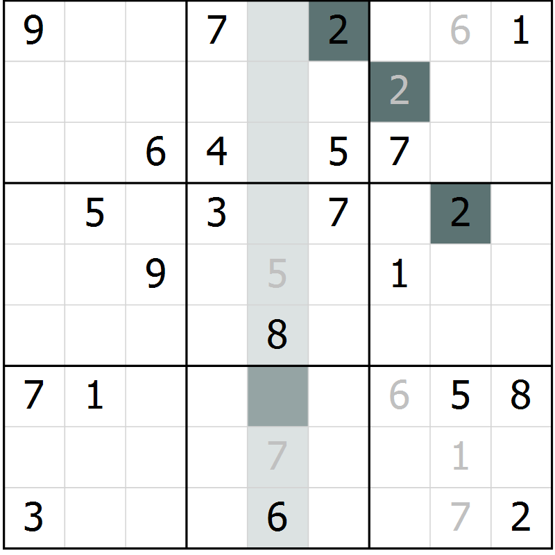 Position des candidats pour la solution de la Gr 28 page 30 du magazine de sudoku Expert n° 013