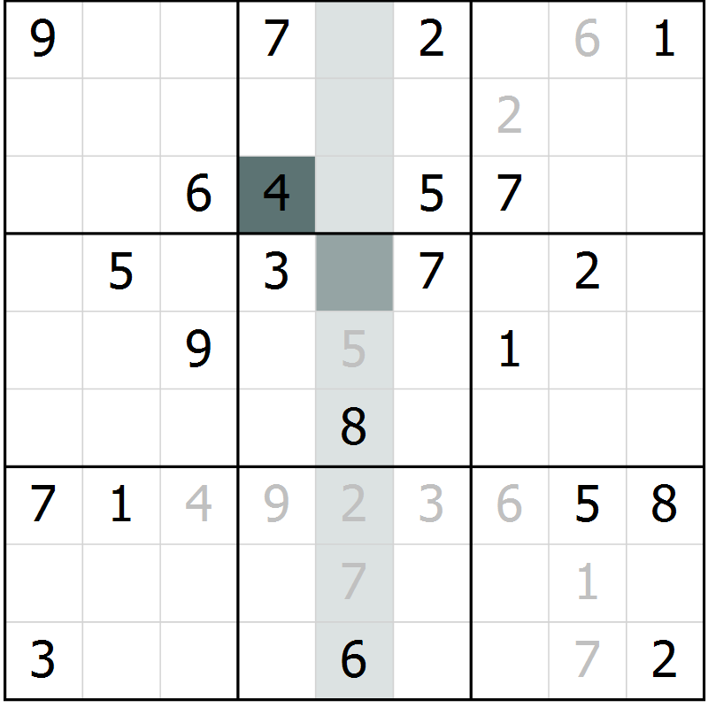Position des candidats pour la solution de la Gr 28 page 30 du magazine de sudoku Expert n° 013