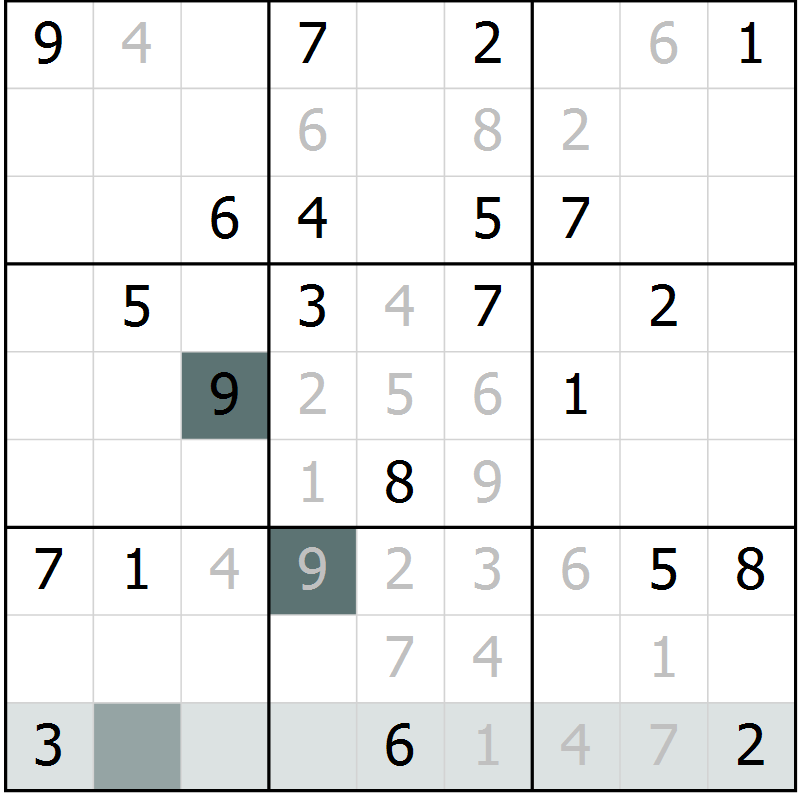 Position des candidats pour la solution de la Gr 28 page 30 du magazine de sudoku Expert n° 013