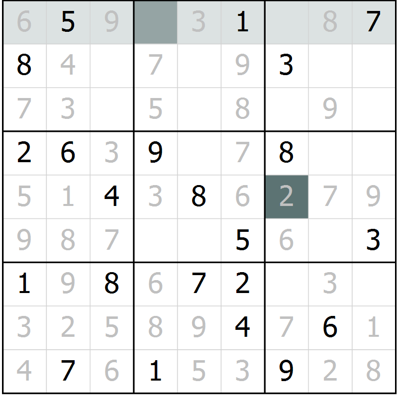 Position des candidats pour la solution de la Gr 29 page 31 du magazine de sudoku Expert n° 013