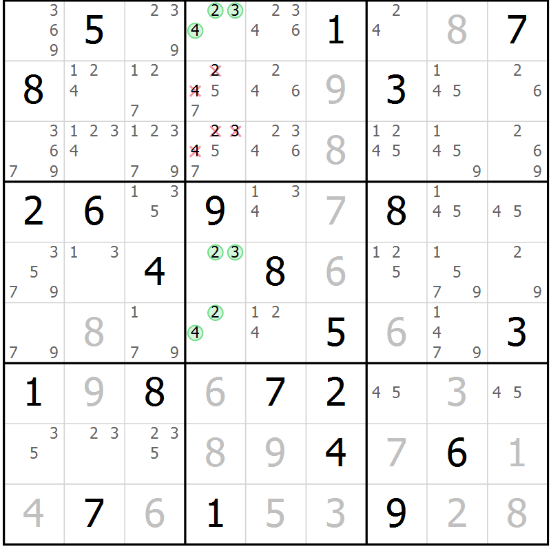 Position des candidats pour la solution de la Gr 29 page 31 du magazine de sudoku Expert n° 013