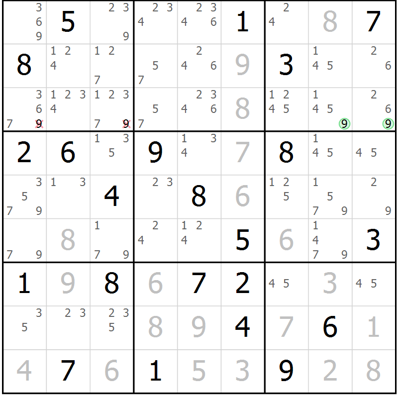 Position des candidats pour la solution de la Gr 29 page 31 du magazine de sudoku Expert n° 013