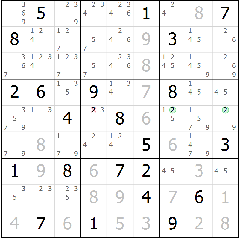 Position des candidats pour la solution de la Gr 29 page 31 du magazine de sudoku Expert n° 013
