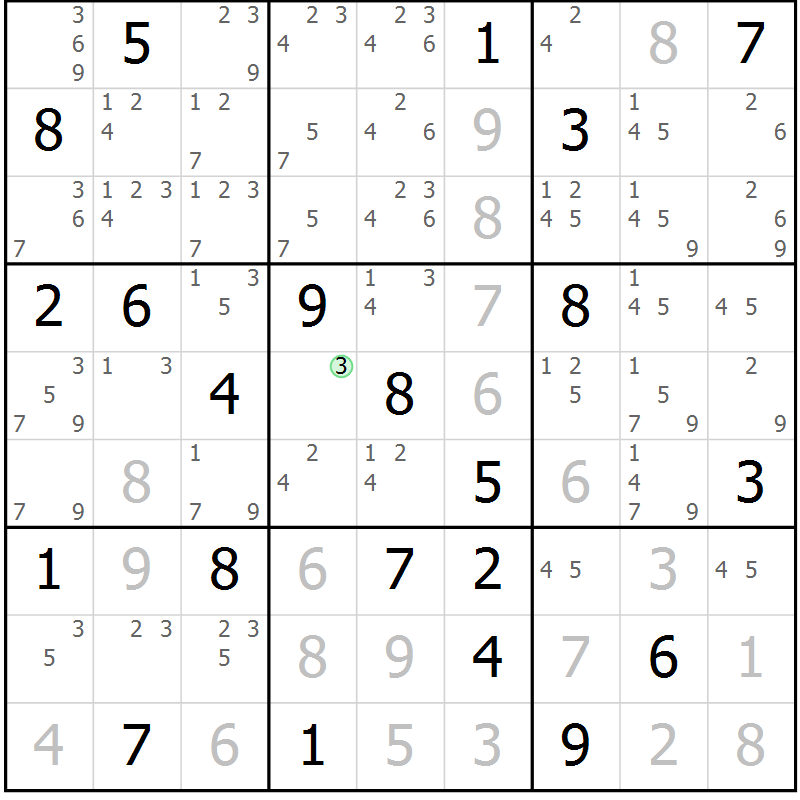 Position des candidats pour la solution de la Gr 29 page 31 du magazine de sudoku Expert n° 013