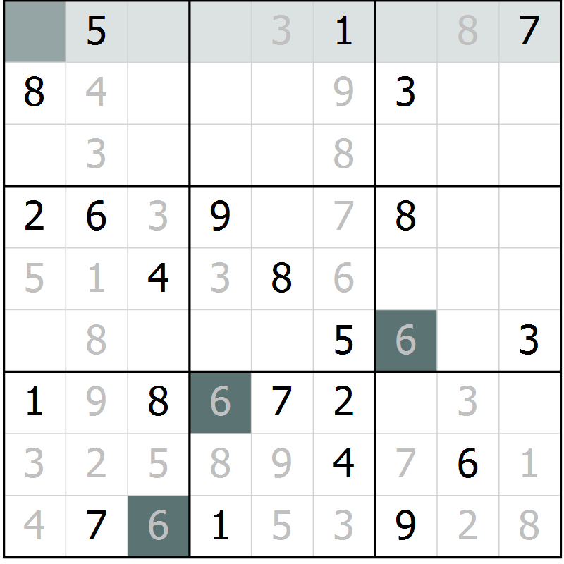 Position des candidats pour la solution de la Gr 29 page 31 du magazine de sudoku Expert n° 013