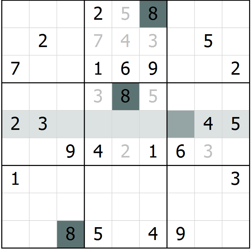 Position des candidats pour la solution de la Gr 3 page 5 du magazine de sudoku Expert n° 013