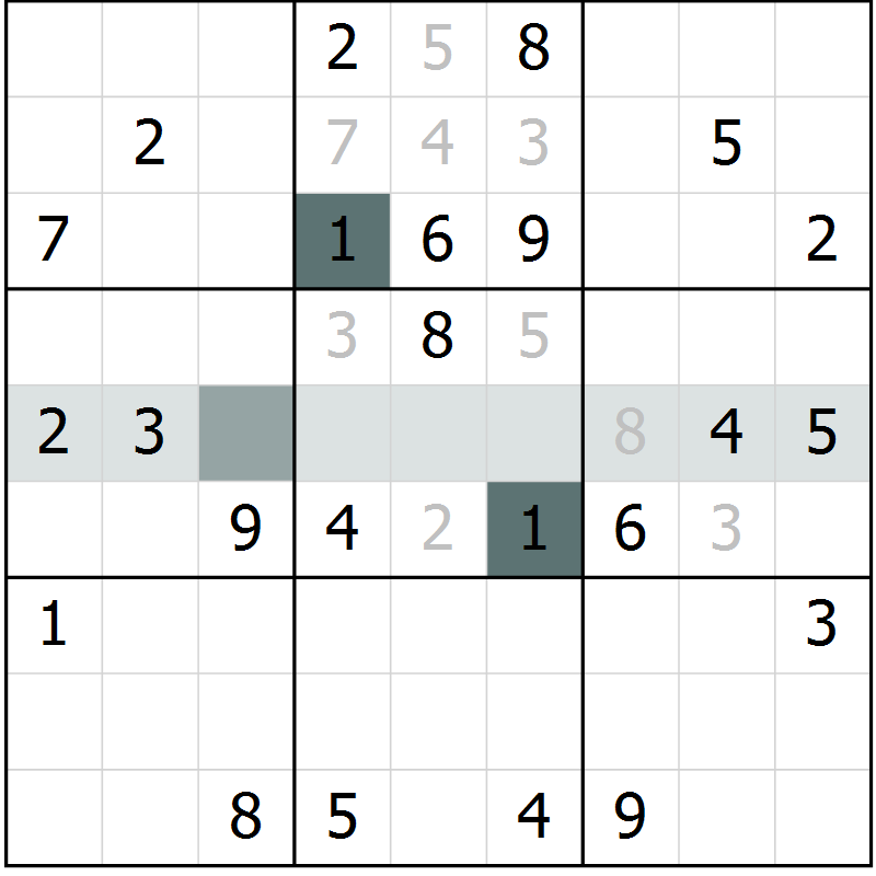 Position des candidats pour la solution de la Gr 3 page 5 du magazine de sudoku Expert n° 013