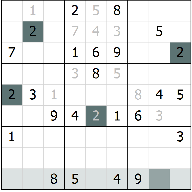 Position des candidats pour la solution de la Gr 3 page 5 du magazine de sudoku Expert n° 013