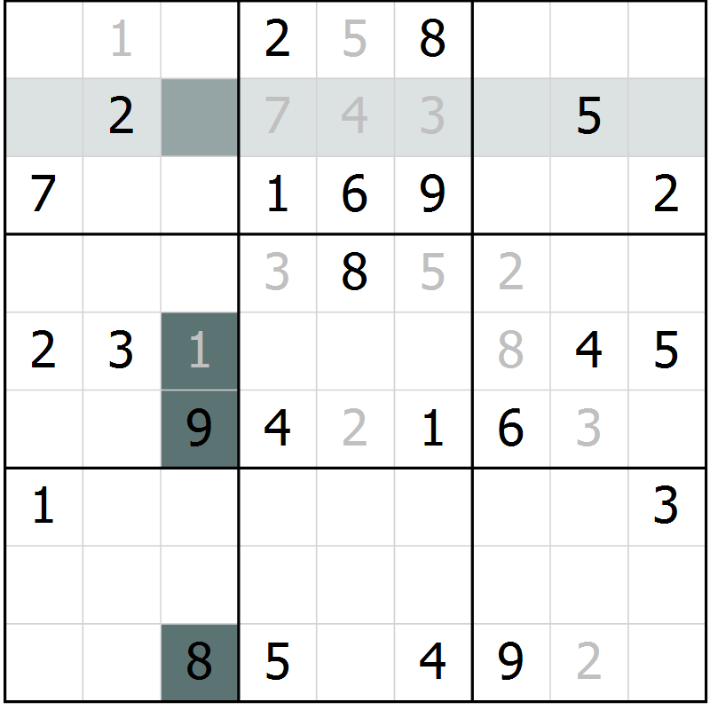 Position des candidats pour la solution de la Gr 3 page 5 du magazine de sudoku Expert n° 013