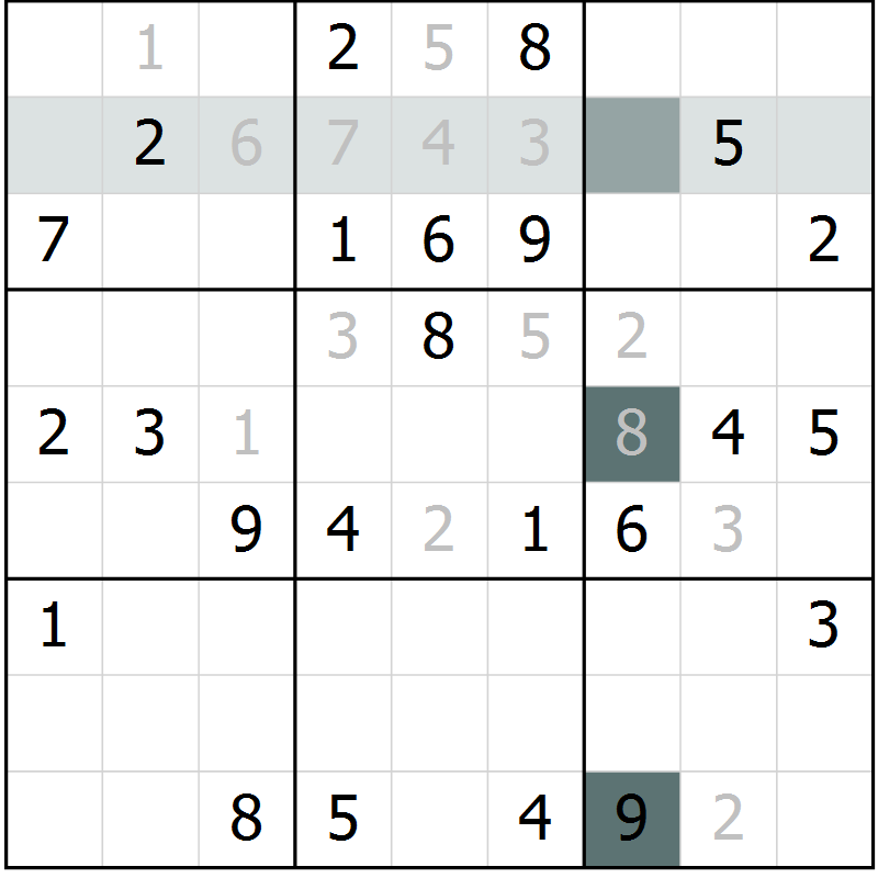 Position des candidats pour la solution de la Gr 3 page 5 du magazine de sudoku Expert n° 013