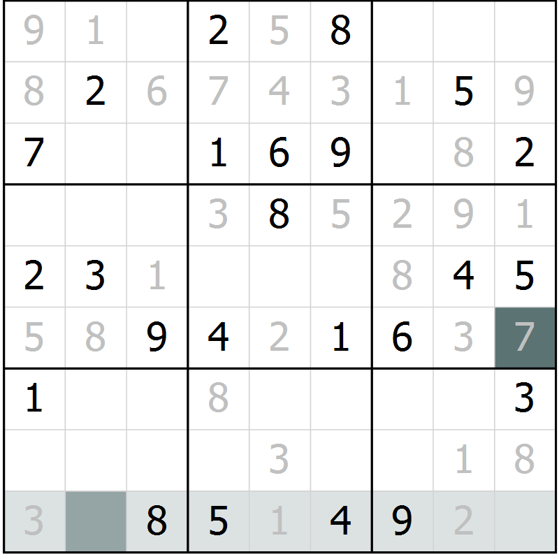 Position des candidats pour la solution de la Gr 3 page 5 du magazine de sudoku Expert n° 013