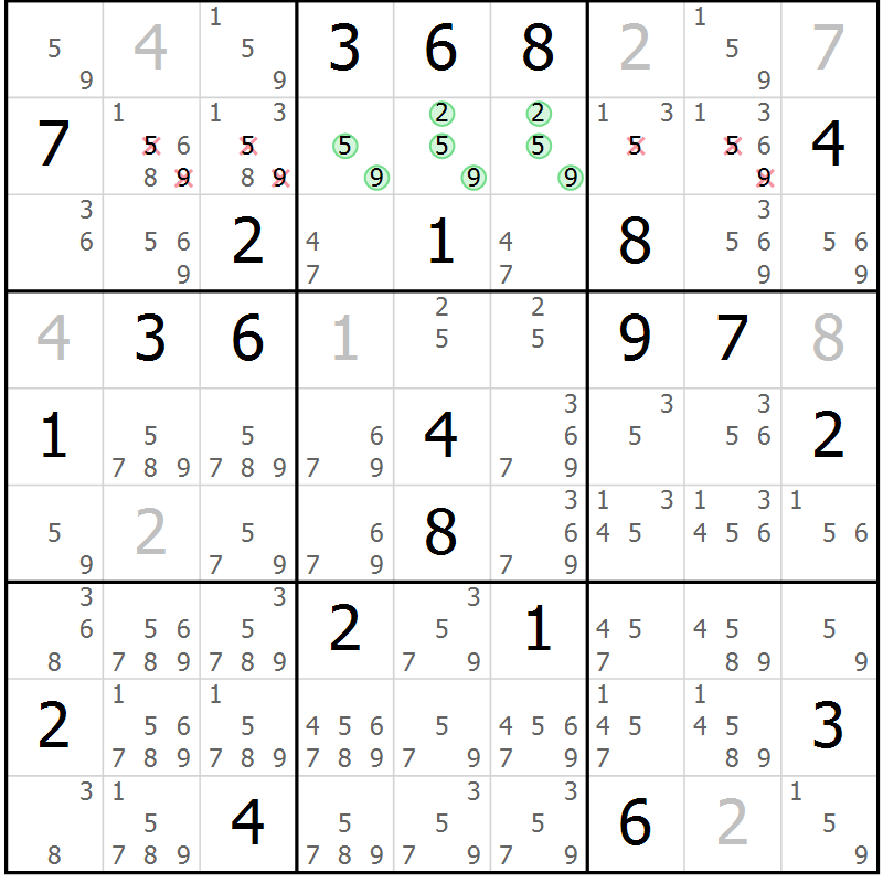 Position des candidats pour la solution de la Gr 30 page 32 du magazine de sudoku Expert n° 013