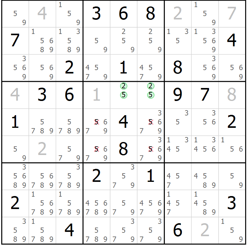 Position des candidats pour la solution de la Gr 30 page 32 du magazine de sudoku Expert n° 013