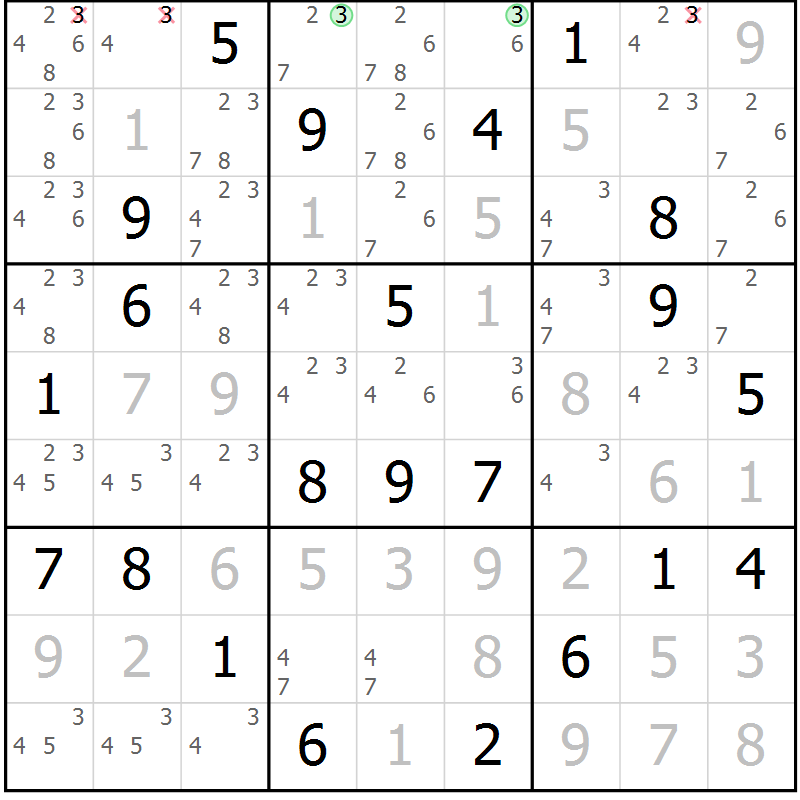 Position des candidats pour la solution de la Gr 31 page 33 du magazine de sudoku Expert n° 013