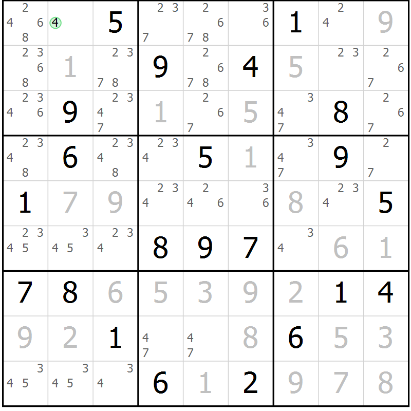 Position des candidats pour la solution de la Gr 31 page 33 du magazine de sudoku Expert n° 013