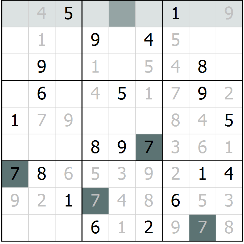 Position des candidats pour la solution de la Gr 31 page 33 du magazine de sudoku Expert n° 013