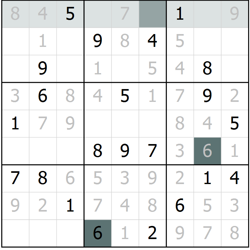 Position des candidats pour la solution de la Gr 31 page 33 du magazine de sudoku Expert n° 013