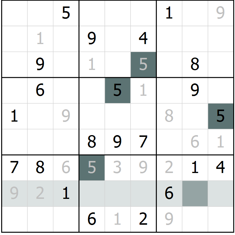 Position des candidats pour la solution de la Gr 31 page 33 du magazine de sudoku Expert n° 013