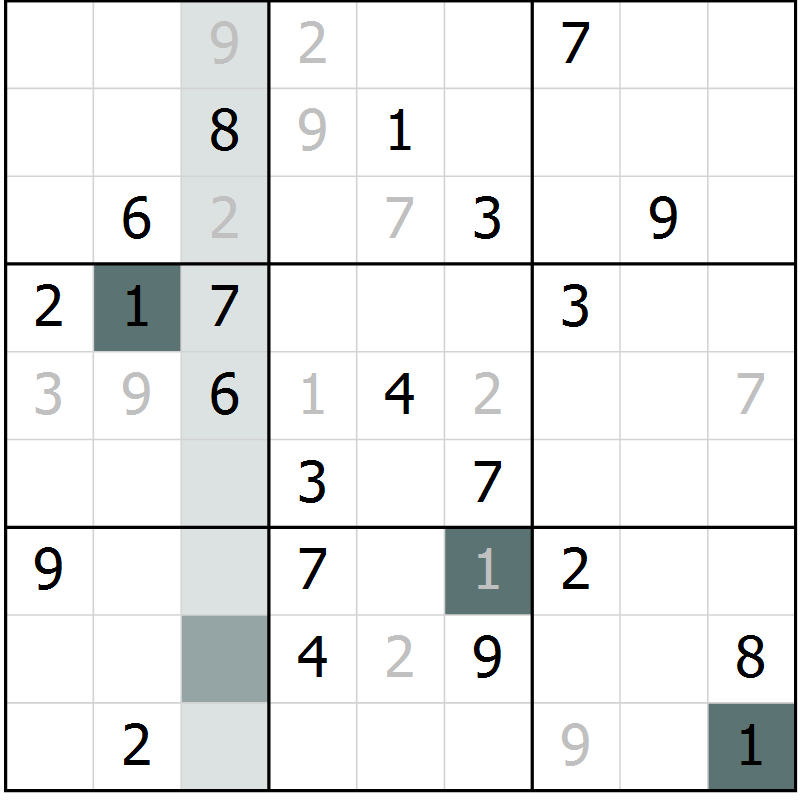 Position des candidats pour la solution de la Gr 33 page 35 du magazine de sudoku Expert n° 013