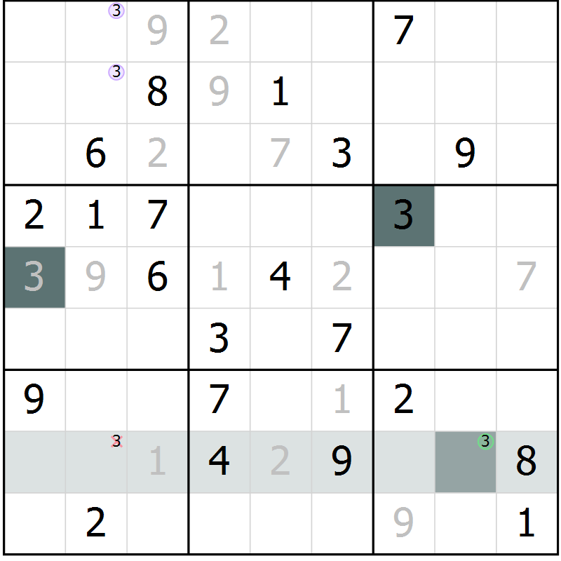 Position des candidats pour la solution de la Gr 33 page 35 du magazine de sudoku Expert n° 013