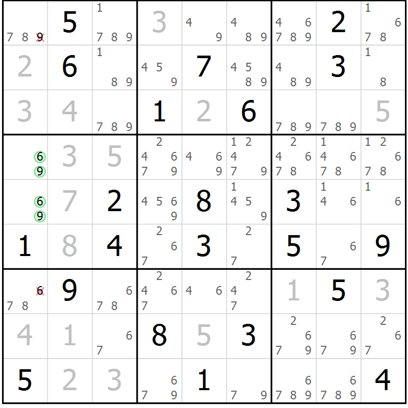 Position des candidats pour la solution de la Gr 34 page 36 du magazine de sudoku Expert n° 013