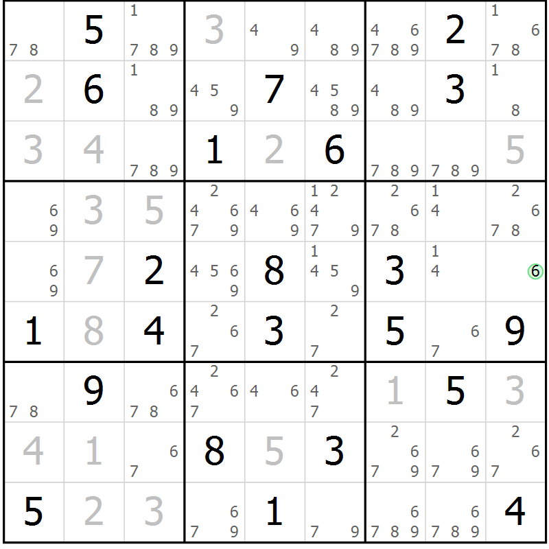 Position des candidats pour la solution de la Gr 34 page 36 du magazine de sudoku Expert n° 013