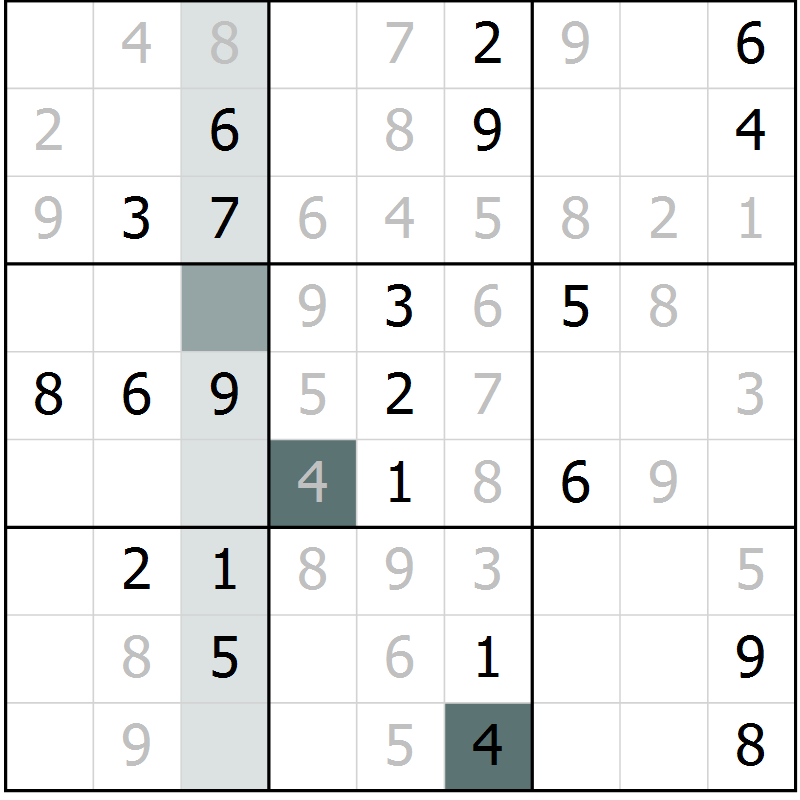 Position des candidats pour la solution de la Gr 35 page 37 du magazine de sudoku Expert n° 013