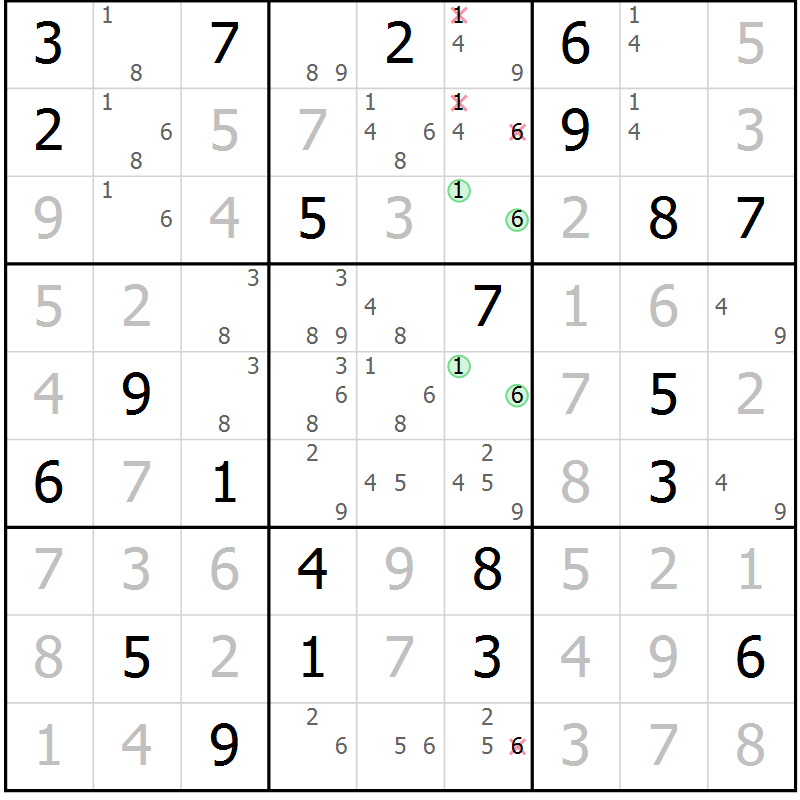 Position des candidats pour la solution de la Gr 36 page 38 du magazine de sudoku Expert n° 013