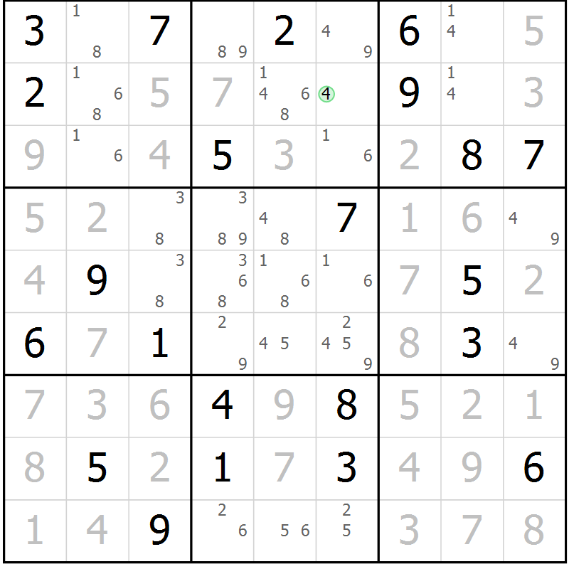 Position des candidats pour la solution de la Gr 36 page 38 du magazine de sudoku Expert n° 013