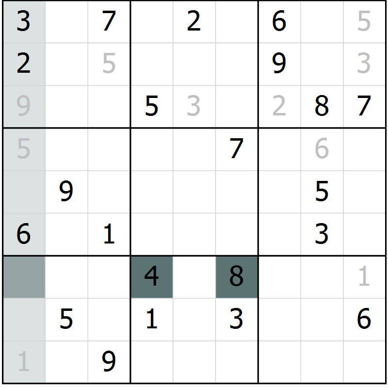Position des candidats pour la solution de la Gr 36 page 38 du magazine de sudoku Expert n° 013