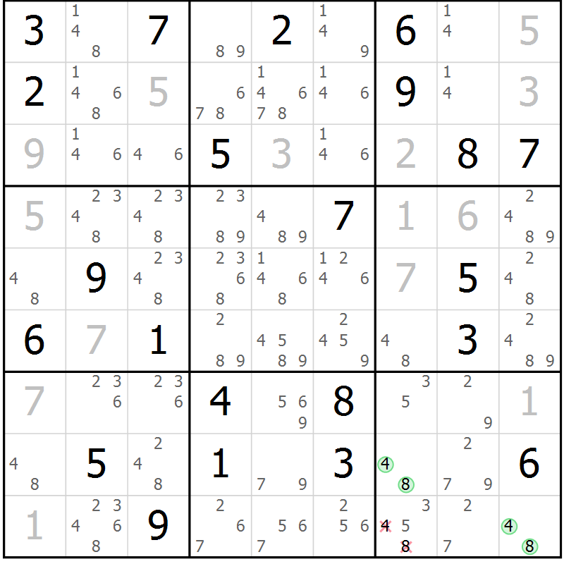 Position des candidats pour la solution de la Gr 36 page 38 du magazine de sudoku Expert n° 013