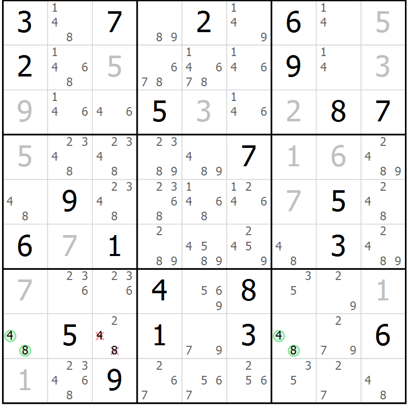 Position des candidats pour la solution de la Gr 36 page 38 du magazine de sudoku Expert n° 013