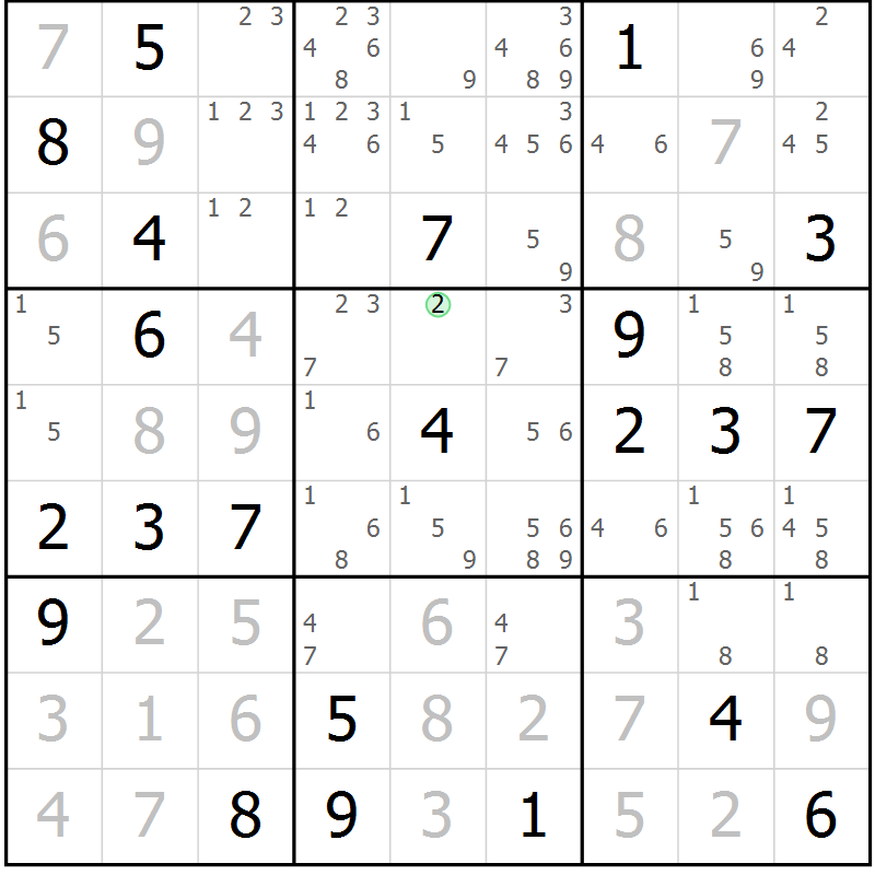Position des candidats pour la solution de la Gr 38 page 40 du magazine de sudoku Expert n° 013