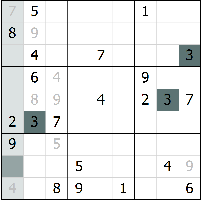 Position des candidats pour la solution de la Gr 38 page 40 du magazine de sudoku Expert n° 013