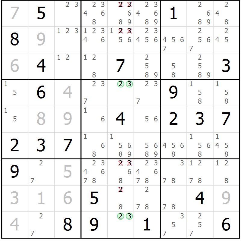 Position des candidats pour la solution de la Gr 38 page 40 du magazine de sudoku Expert n° 013
